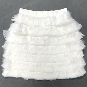 Club Monaco cream white feather skirt 00